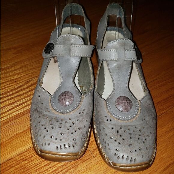 Rieker Antistress gray leather flats - Picture 2 of 7